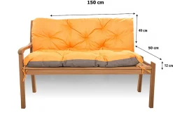 Best Setgarden Coussin pour banc de jardin 150x50x40cm coussin de banc de jardin Orange coussin de balançoire coussin de banc extérieur