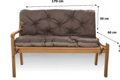 Hot Setgarden Coussin pour banc de jardin 170x60x50cm coussin de banc de jardin 3 places Marron coussin de balançoire coussin de banc extérieur