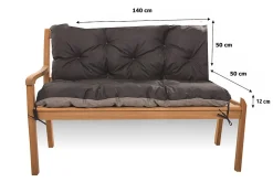 Setgarden Coussin pour banc de jardin 140x50x50cm coussin de banc de jardin Noir coussin de balançoire coussin de banc extérieur* Coussin Pour Banc