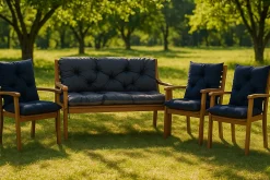 Best Setgarden Coussin pour banc de jardin 100x50x40cm, coussin de banc de jardin Bleu, coussin de balançoire extérieur, coussin de jardin