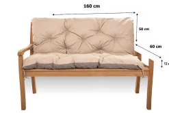 Setgarden Coussin pour banc de jardin 160x60x50cm coussin de banc de jardin 3 places Beige coussin de balançoire coussin de banc extérieur