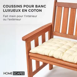 Outlet Homescapes Coussin pour banc de jardin 2 places, crème -