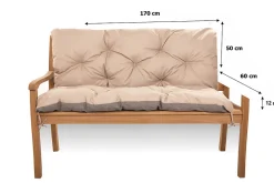 Setgarden Coussin pour banc de jardin 170x60x50cm coussin de banc de jardin 3 places Beige coussin de balançoire coussin de banc extérieur* Coussin Pour Banc