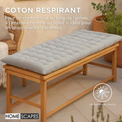 Sale Homescapes Coussin pour banc de jardin 3 places, gris -