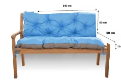 Hot Setgarden Coussin pour banc de jardin 140x60x50cm coussin de banc de jardin Bleu coussin de balançoire coussin de banc extérieur