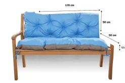 Clearance Setgarden Coussin pour banc de jardin 170x50x50cm coussin de banc de jardin 3 places Bleu coussin de balançoire coussin de banc extérieur