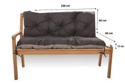 Best Setgarden Coussin pour banc de jardin 100x60x50cm, coussin de banc de jardin Noir, coussin de balançoire extérieur, coussin de jardin