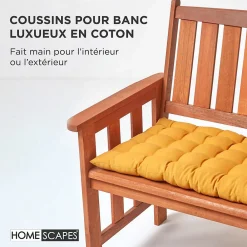 Outlet Homescapes Coussin pour banc de jardin 3 places, jaune moutarde -