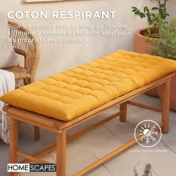 Outlet Homescapes Coussin pour banc de jardin 3 places, jaune moutarde -