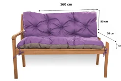 Setgarden Coussin pour banc de jardin 160x50x50cm coussin de banc de jardin 3 places Violet coussin de balançoire coussin de banc extérieur* Coussin Pour Banc