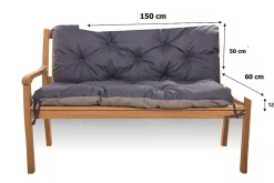 Setgarden Coussin pour banc de jardin 150x60x50cm coussin de banc de jardin Bleu coussin de balançoire coussin de banc extérieur