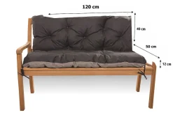 Setgarden Coussin pour banc de jardin 120x50x40cm, coussin de banc de jardin Noir coussin de banc extérieur, coussin de balançoire* Coussin Pour Banc