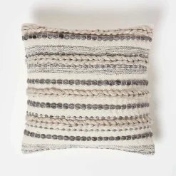 Homescapes Coussin rayé en laine et coton kilim fyn, 45 x 45 cm -