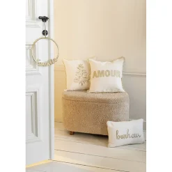 Online J-Line Coussin rectangulaire en textile blanc 30x45x3.5 cm