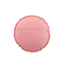 J-Line Coussin rond avec dentelle en coton rose 38x38cm* Coussin Pour Canapé