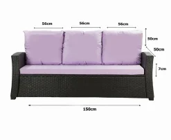 Setgarden Coussins de canapé meubles de jardin en résine tressée Violet, Coussins balançoire 150x50x50 Coussin de banc de jardin extérieur