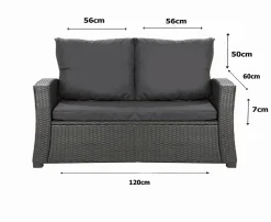 Clearance Setgarden Coussins de canapé meubles de jardin en résine tressée Tressée Noir, Coussins balançoire 120x60x50cm Coussin de banc extérieur