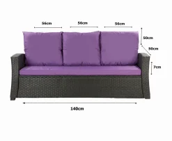 Setgarden Coussins de canapé meubles de jardin en résine tressée Violet, Coussins balançoire d'extérieur 140x50x50 Coussin de banc de jardin* Coussin Palette