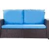 Clearance Setgarden Coussins de canapé meubles de jardin en résine tressée Bleu Coussins extérieur 160x50x50cm Coussin de banc de jardin 3 places