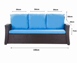 Clearance Setgarden Coussins de canapé meubles de jardin en résine tressée Bleu, Coussins balançoire 150x50x50 Coussin de banc de jardin extérieur