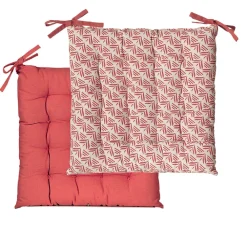 Best Dylrev Coussins de Chaise Carrées Bicolores 40x40cm - lot de 6 - en Terracotta Imprimé/Uni