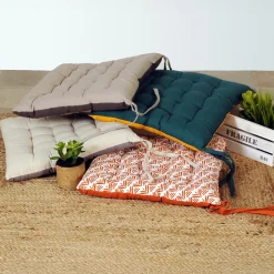 Best Dylrev Coussins de Chaise Carrées Bicolores 40x40cm - lot de 6 - en Terracotta Imprimé/Uni