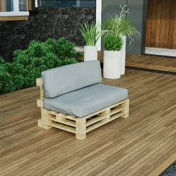 Discount Bananair Coussins Palette Déhoussable Imperméable LOT 120x80cm/120x40cm Gris clair