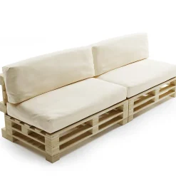 Outlet Bananair Coussins Palette Déhoussable Imperméable LOT x2 120x80cm/120x40cm Beige