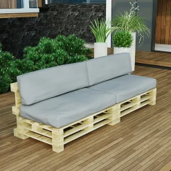New Bananair Coussins Palette Déhoussable Imperméable LOT x2 120x80cm/120x40cm Gris clair