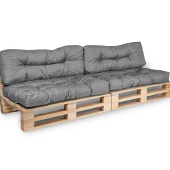 Bananair Coussins Palette lot x2 en polyester 120x80cm/120x40cm Gris* Coussin Palette