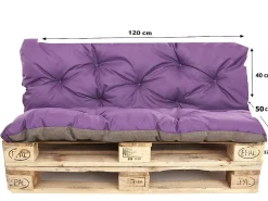 Setgarden Coussins palettes 120x50 / 120x40cm coussins de palette Violet, coussins de canapé de jardin, coussin palette exterieur* Coussin Palette