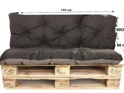 Setgarden Coussins palettes 120x60 / 120x50cm coussins de palette Noir, coussins de canapé de jardin, coussin palette exterieur* Coussin Palette