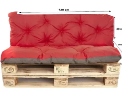 Setgarden Coussins palettes 120x80 / 120x40cm coussins de palette Rouge, coussins de canapé de jardin, coussin palette exterieur