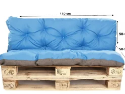 Setgarden Coussins palettes 120x50 / 120x50cm coussins de palette Bleu, coussins de canapé de jardin, coussin palette exterieur* Coussin Palette