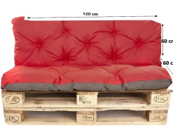 Setgarden Coussins palettes 120x60 / 120x60cm coussins de palette Rouge, coussins de canapé de jardin, coussin palette exterieur* Coussin Palette