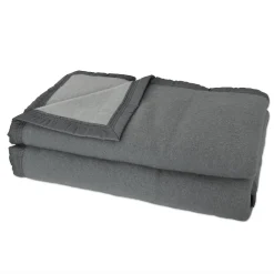 Poyet Motte Couverture en 100% pure laine vierge 500g/m² (220x240 cm - Gris anthracite)* Plaid Laine