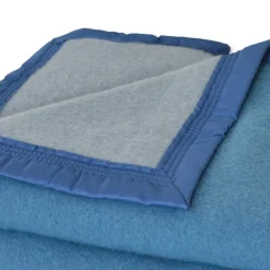 Clearance Poyet Motte Couverture en 100% pure laine vierge 500g/m² (240x260 cm - Bleu)