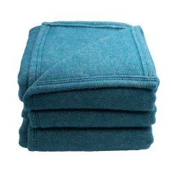 Toison d'Or Couverture en laine mélangée - Effet denim (220x240 cm - Turquoise)* Plaid Laine|Plaid
