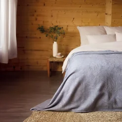 Home Maison Couverture laine Mérinos très douce (180x240 cm - Gris)* Plaid Laine