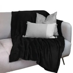 Vivezen Couverture, plaid polaire 220 x 240 cm en flanelle ultra doux - Noir -* Plaid