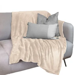 Vivezen Couverture, plaid polaire 220 x 240 cm en flanelle ultra doux - Beige -* Plaid