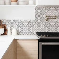 Decochic Crédence adhésive lavable cuisine gris et blanc en vinyle lavable et amovible - 1 rouleau 50x300 cm -* Papier Peint Imitant|Papier Peint Pour Cuisine