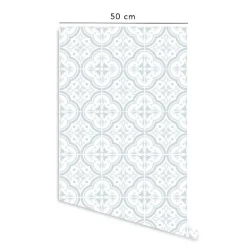 Best Decochic Crédence adhésive lavable cuisine bleu et blanc en vinyle lavable et amovible - 1 rouleau 50x300 cm -