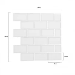 Best IDMarket Crédence adhésive murale effet carrelage métro blanc 10 pcs 30x30 cm