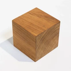 New Woodbord Cube Bois de Teck Huilé - 9X9X9cm - Objet Décoratif à Poser