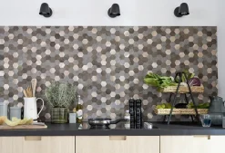 D-C-Fix Dalle adhésive murale Wall Tiles premium ® hexagones effet pierre et cuivre L.34,5 x l.30cm* Sticker Et Adhésif Décoratif