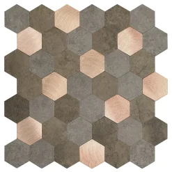 D-C-Fix Dalle adhésive murale Wall Tiles premium ® hexagones effet pierre et cuivre L.34,5 x l.30cm* Sticker Et Adhésif Décoratif