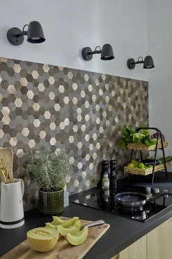 D-C-Fix Dalle adhésive murale Wall Tiles premium ® hexagones effet pierre et cuivre L.34,5 x l.30cm* Sticker Et Adhésif Décoratif