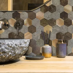 D-C-Fix Dalle adhésive murale Wall Tiles premium ® hexagones effet pierre et cuivre L.34,5 x l.30cm* Sticker Et Adhésif Décoratif
