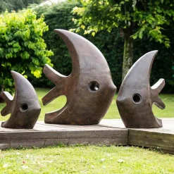 Discount Wanda Collection Déco moderne jardin statue poisson petit modèle brun 50cm